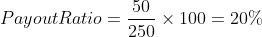 PayoutRatio = \frac{50}{250}\times 100=20%